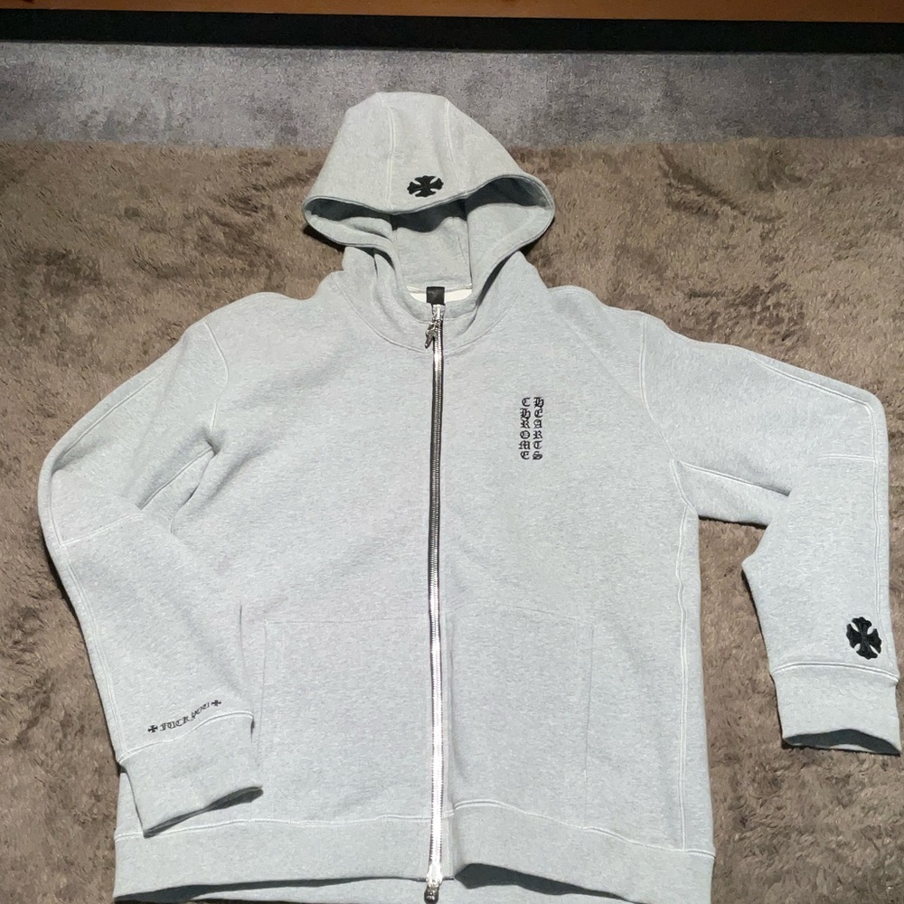 Chrome Hearts F*** You Zip up Hoodie with Leather Patches